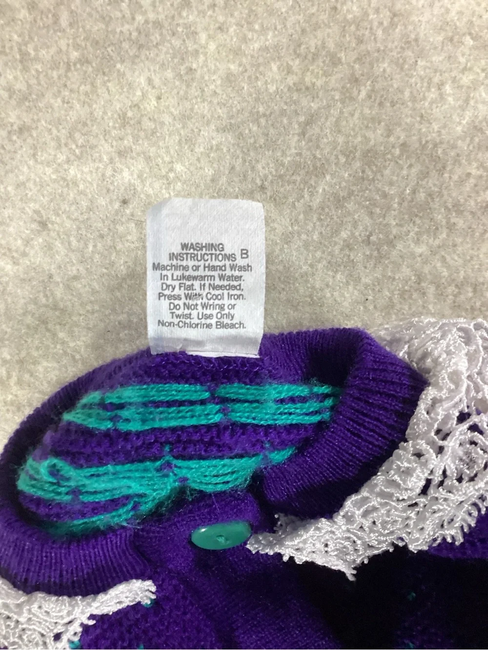 Vintage Hanes Purple Knit Cardigan and Skirt Set with Teal and Pink Accents